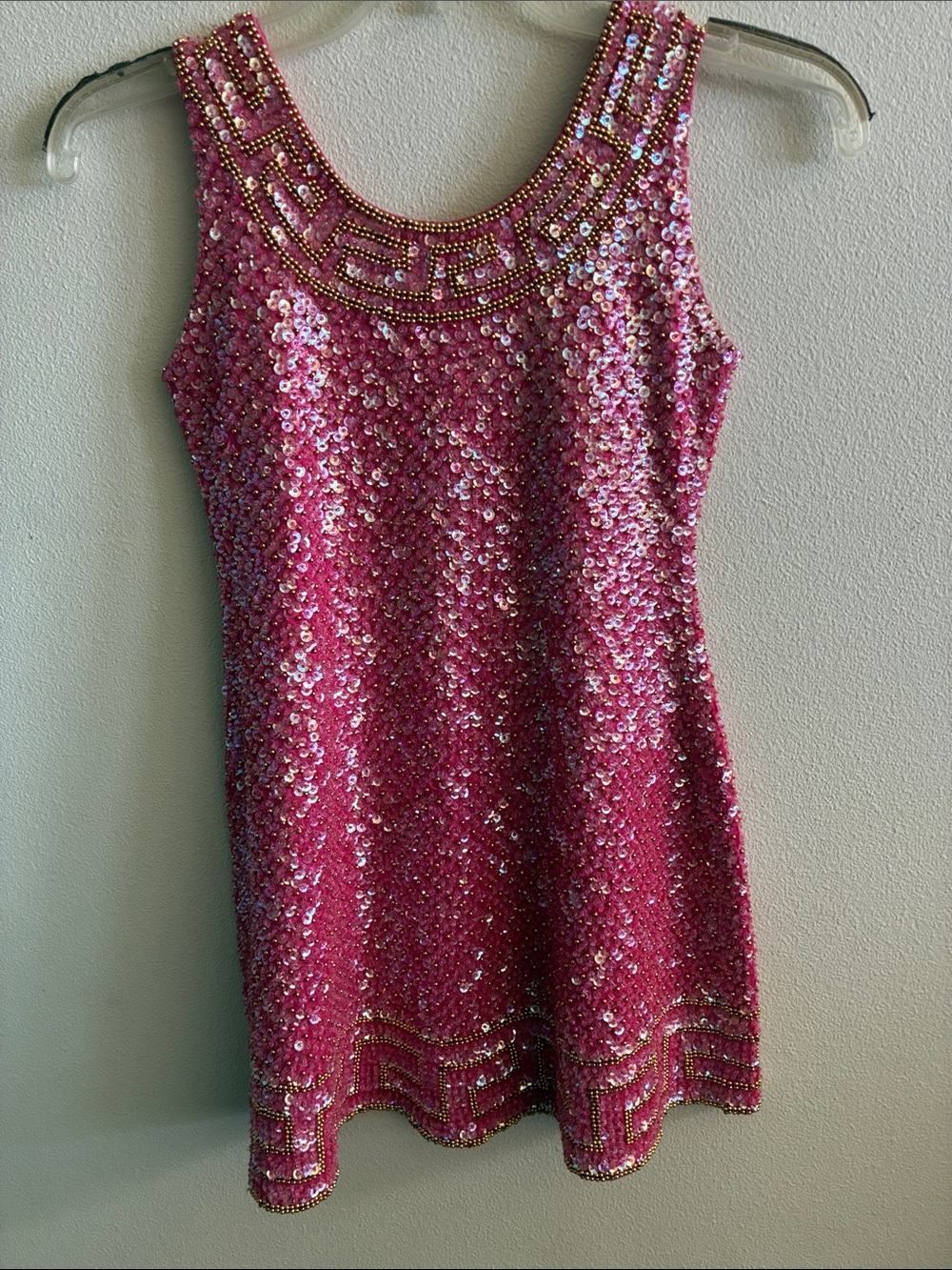 Pageant Crowning Pink Sequin Beaded Tank Dress girls 7